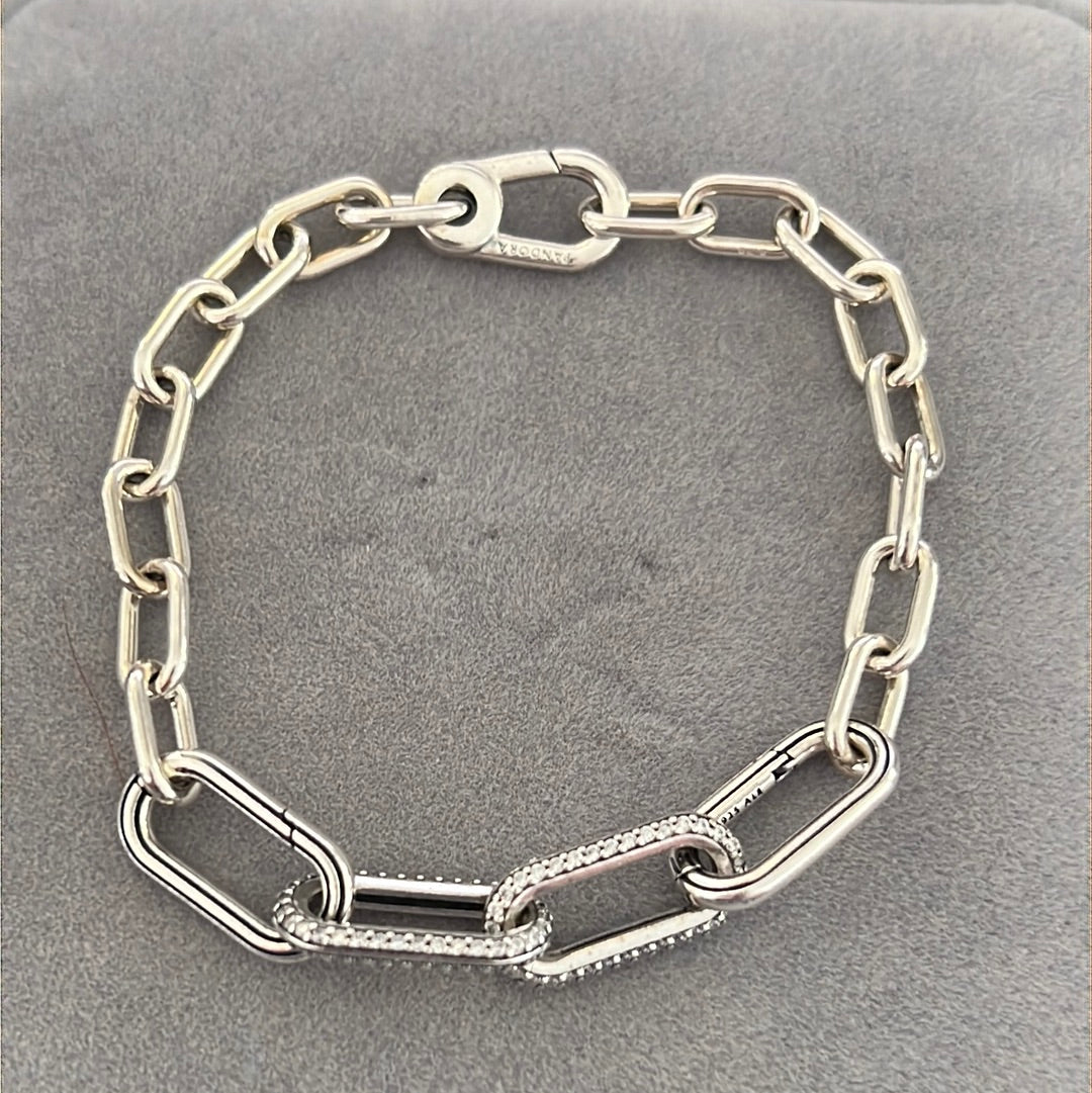 Genuine Pandora Me Essence Pave Links New Style Link Chain Bracelet Size 17cm