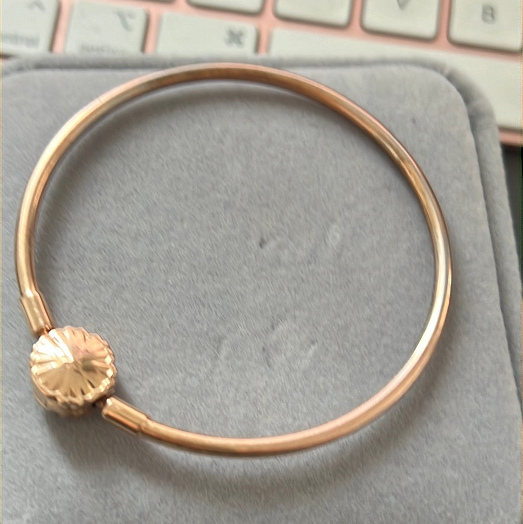 Genuine Pandora Rose Gold Sparkle LMTD New Style Snowflake Clear Stone Clasp Bangle Moments 19cm