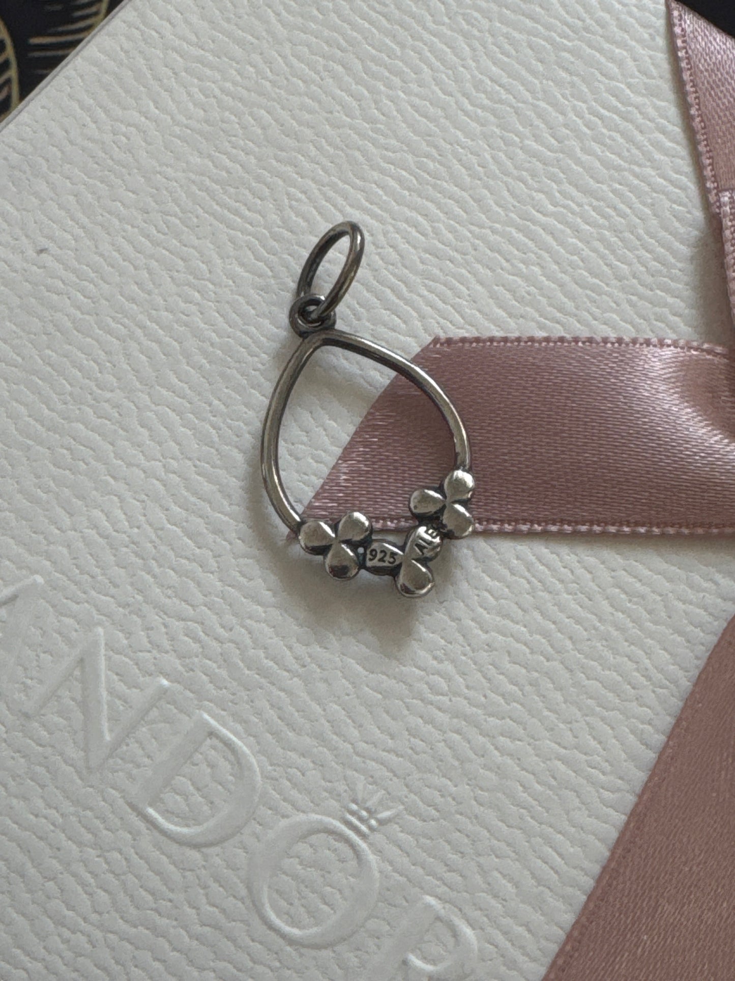 Genuine Pandora Two Tone Rare Flower HTF Pendant Charm