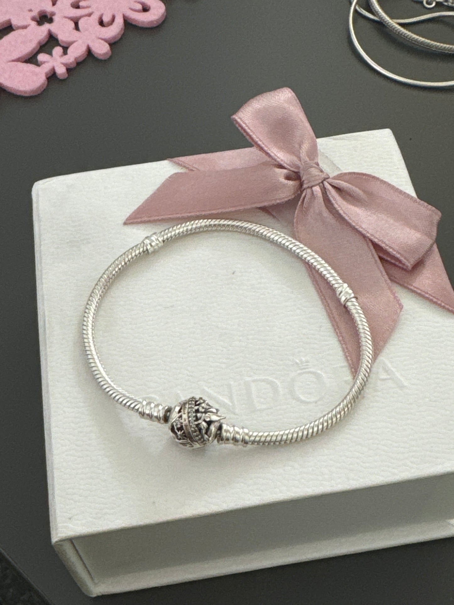 Genuine Pandora Disney Tinker Bell Pave Clasp Bracelet Moments 19cm 'Believe in pixie dust'