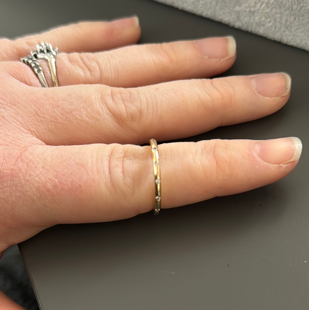 Genuine Pandora Solid Gold G585 Ring 54 Eternity CZ Precious Droplets