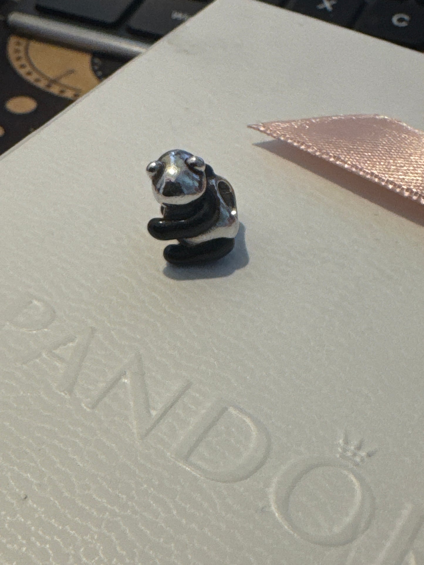 Genuine Chamilia Black Enamel Panda Animal Charm