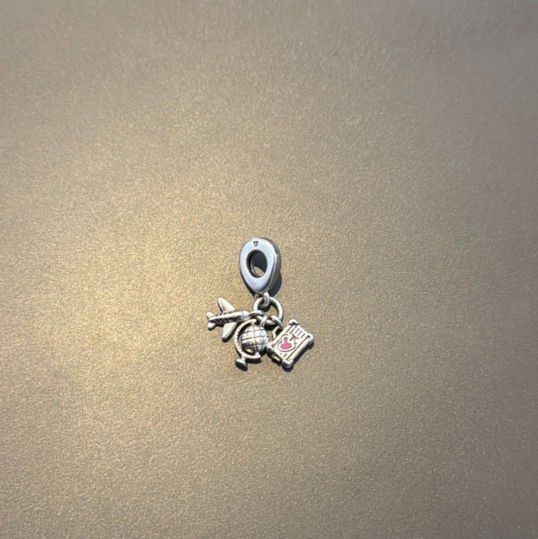Genuine Pandora World Globe, Suitcase, Aeroplane Enamel Dangle Charm