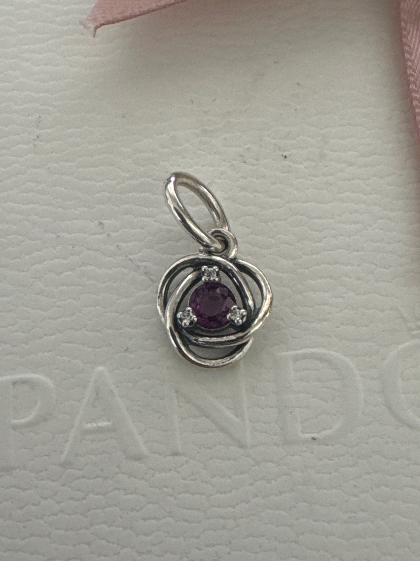 Genin Pandora Eternity Purple Amethyst February Birthstone Pendant Dangle Charm