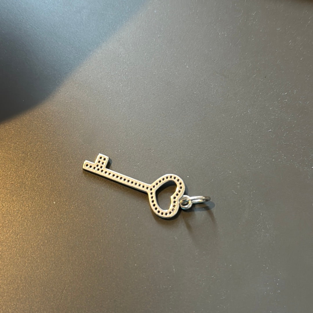 Genuine Pandora Large Key Pave Rare Pendant Charm