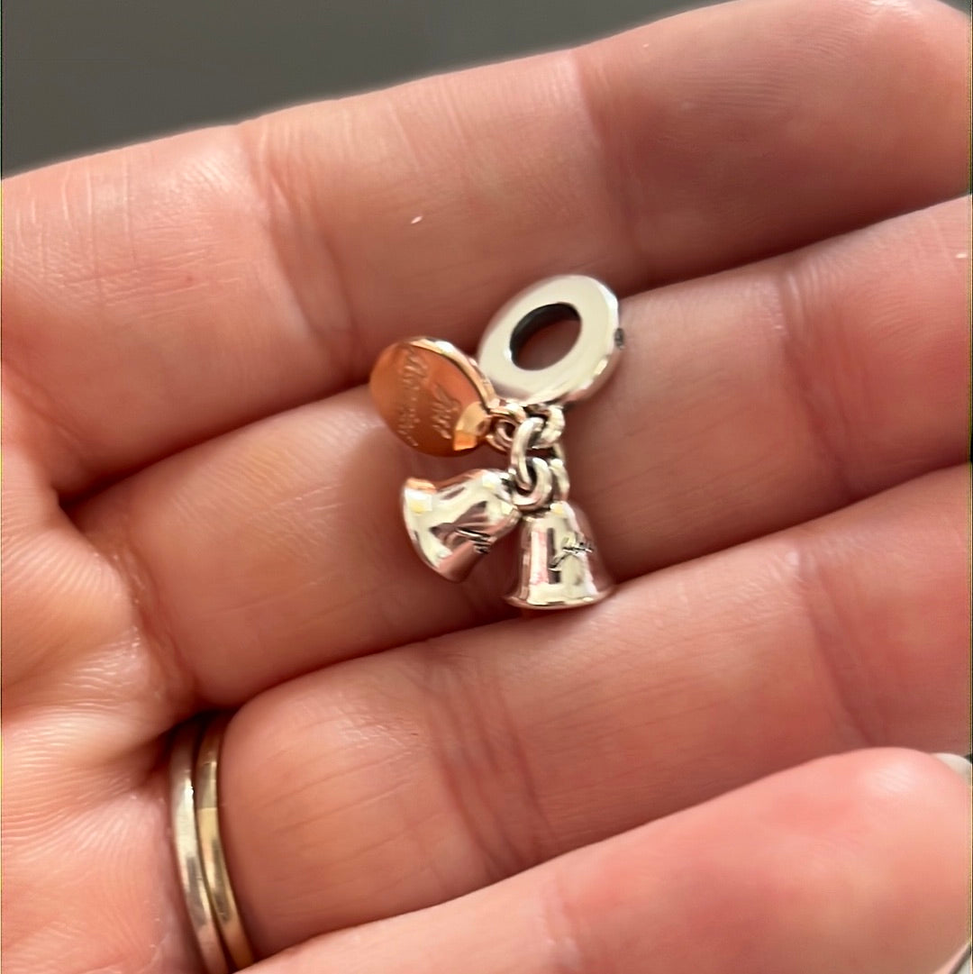 Genuine Pandora Wedding 'Just Married' Bells Dangle Charm