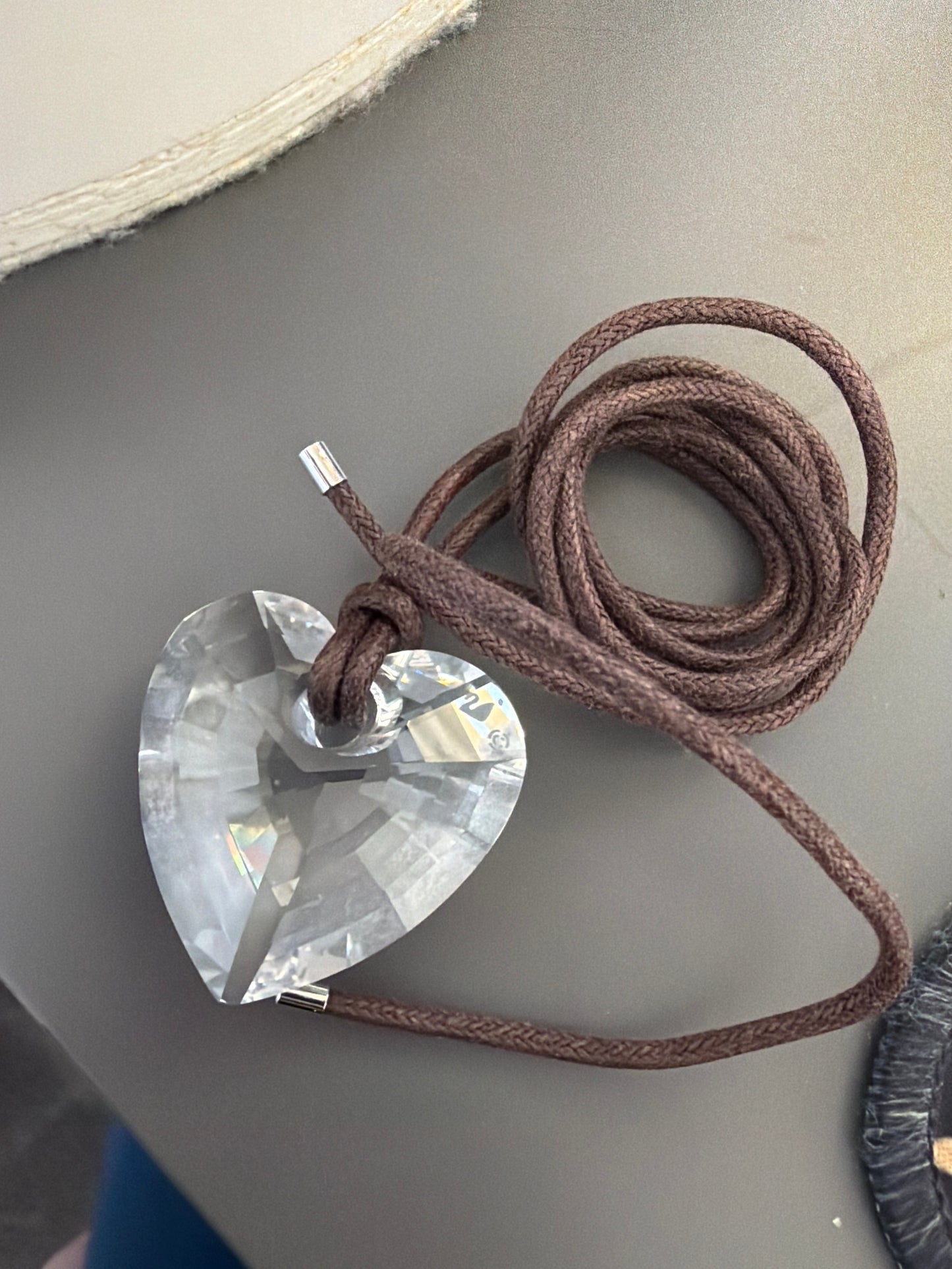 Genuine Swarovski Wild Heart Clear Crystal Necklace Leather Long