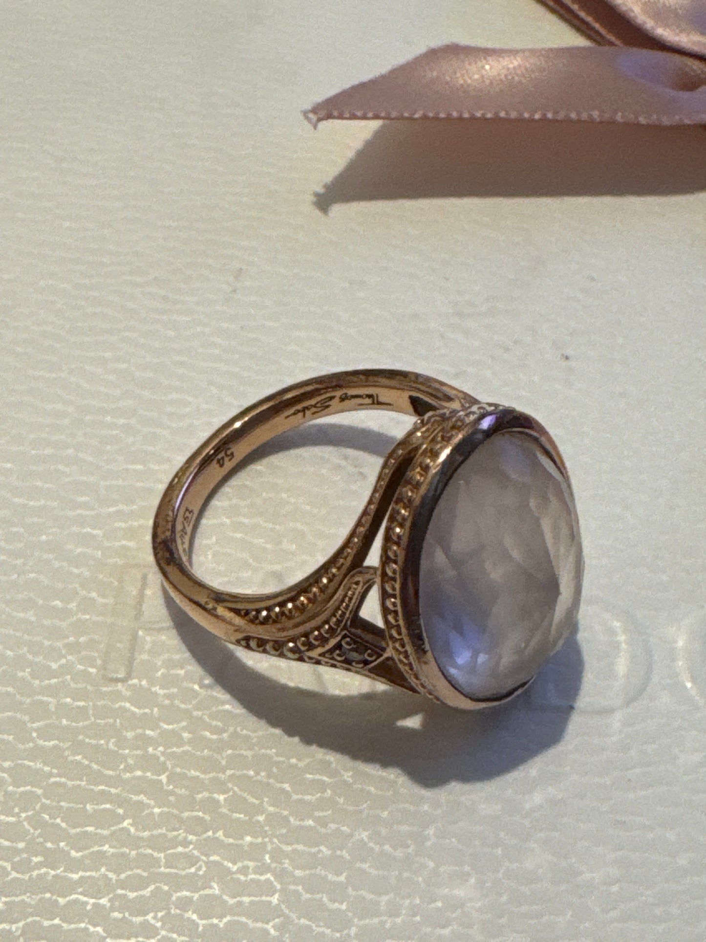 Thomas Sabo Rose Gold Large Oval Pink Stone CZ Cocktail Ring Size 54