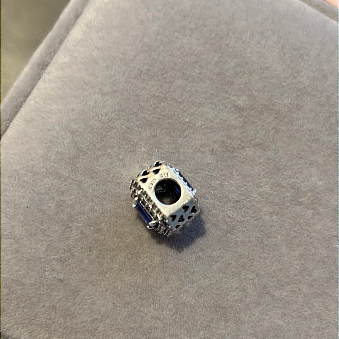 Genuine Pandora Pave Blue and Clear Rectangle Charm