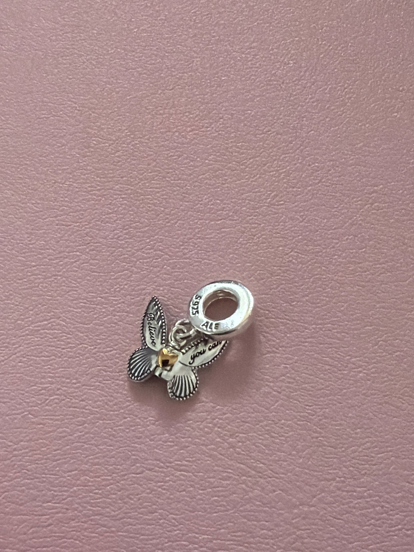Genuine Pandora 2024 Club Charm Enamel Two Tone Butterfly Dangle Charm