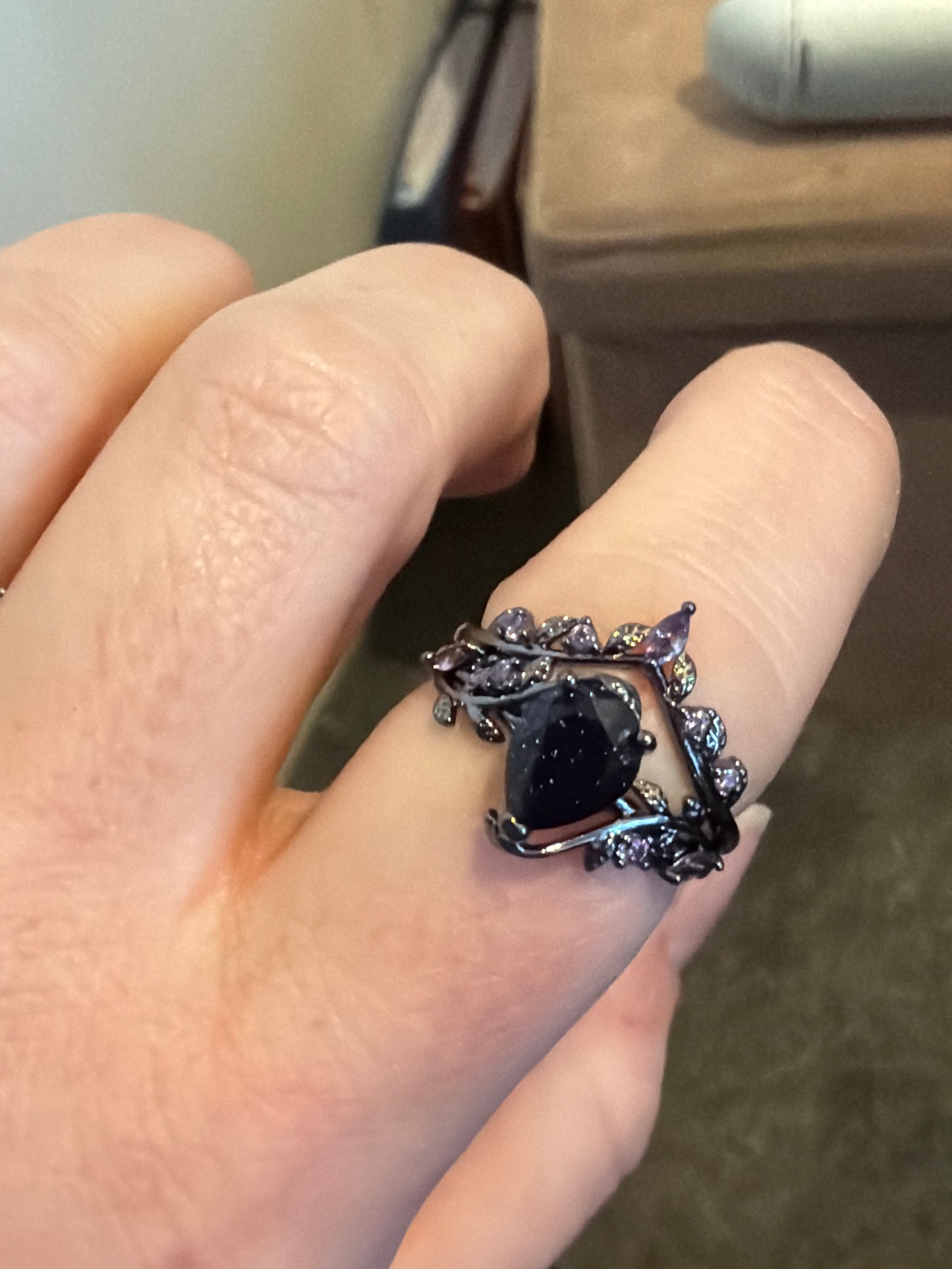 Purple and Black Enchanted CZ Ring Set 58