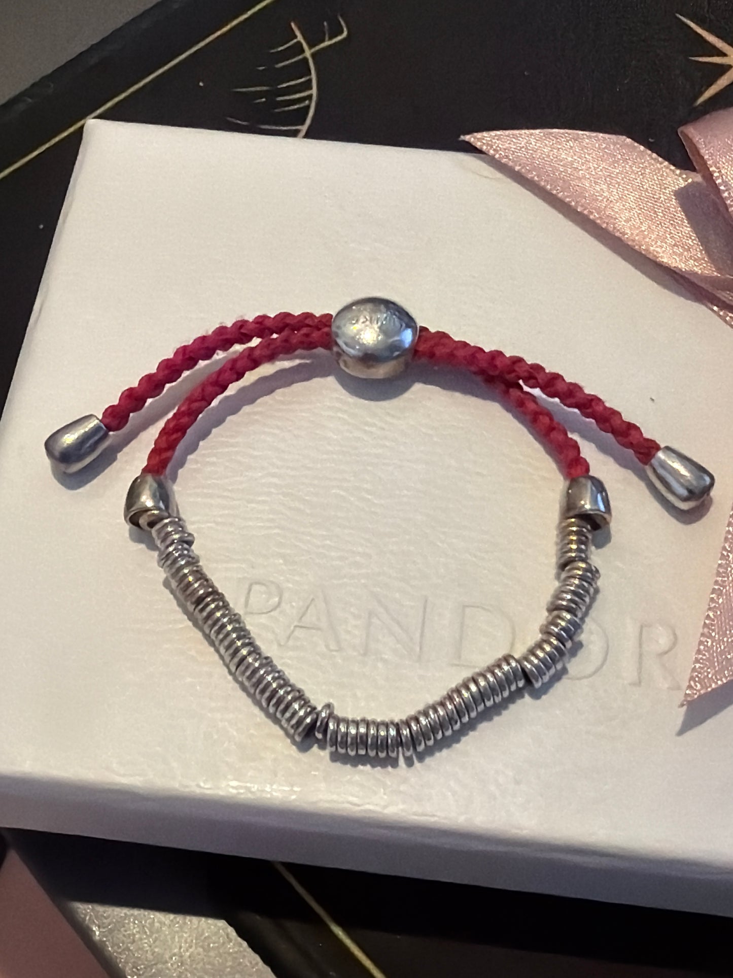 Genuine Links of London Pink & Sterling Silver Sweetie Friendship Bracelet