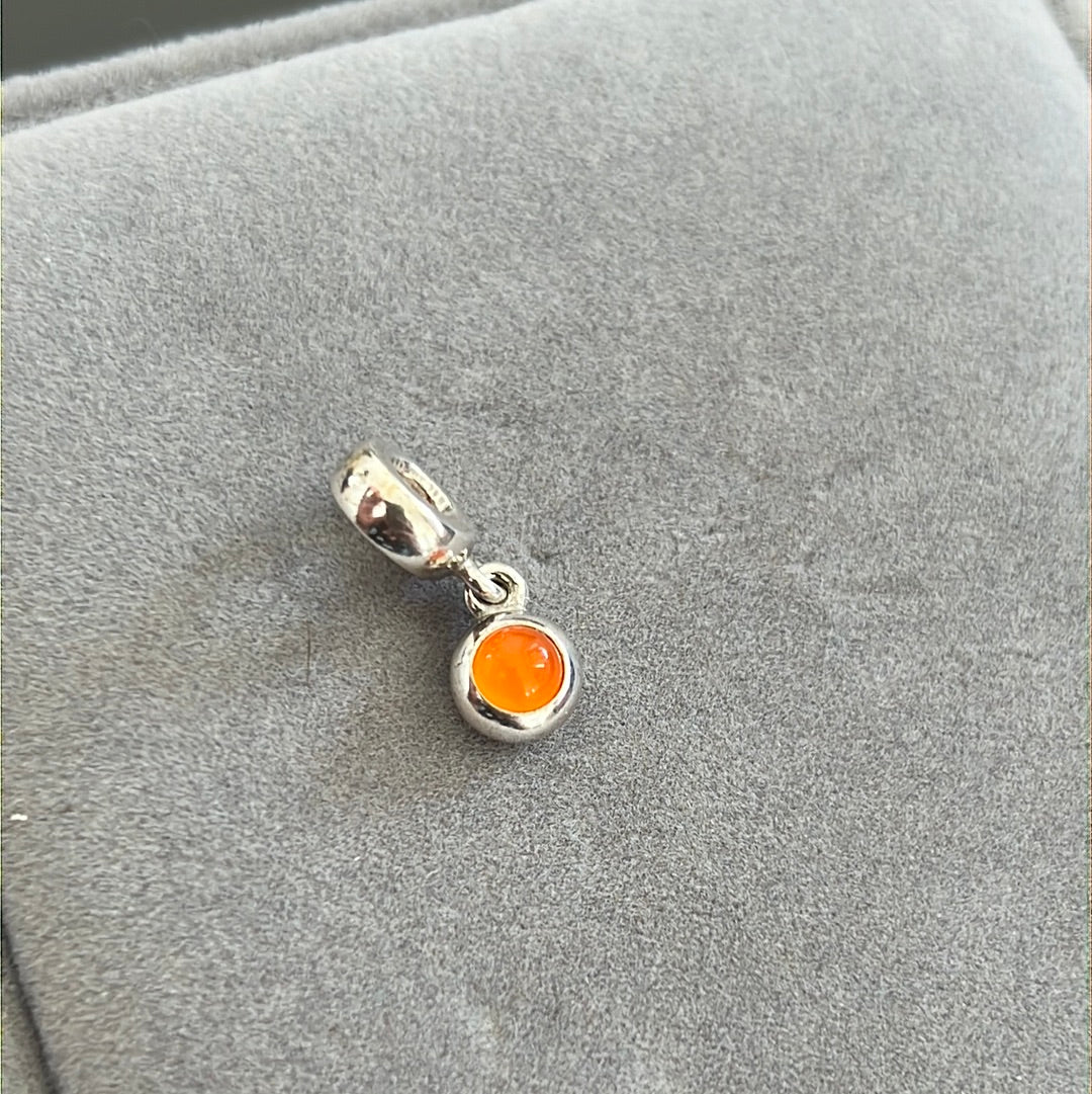 Genuine Pandora Carnelian Cabochon Stone Dangle Rare HTF Charm