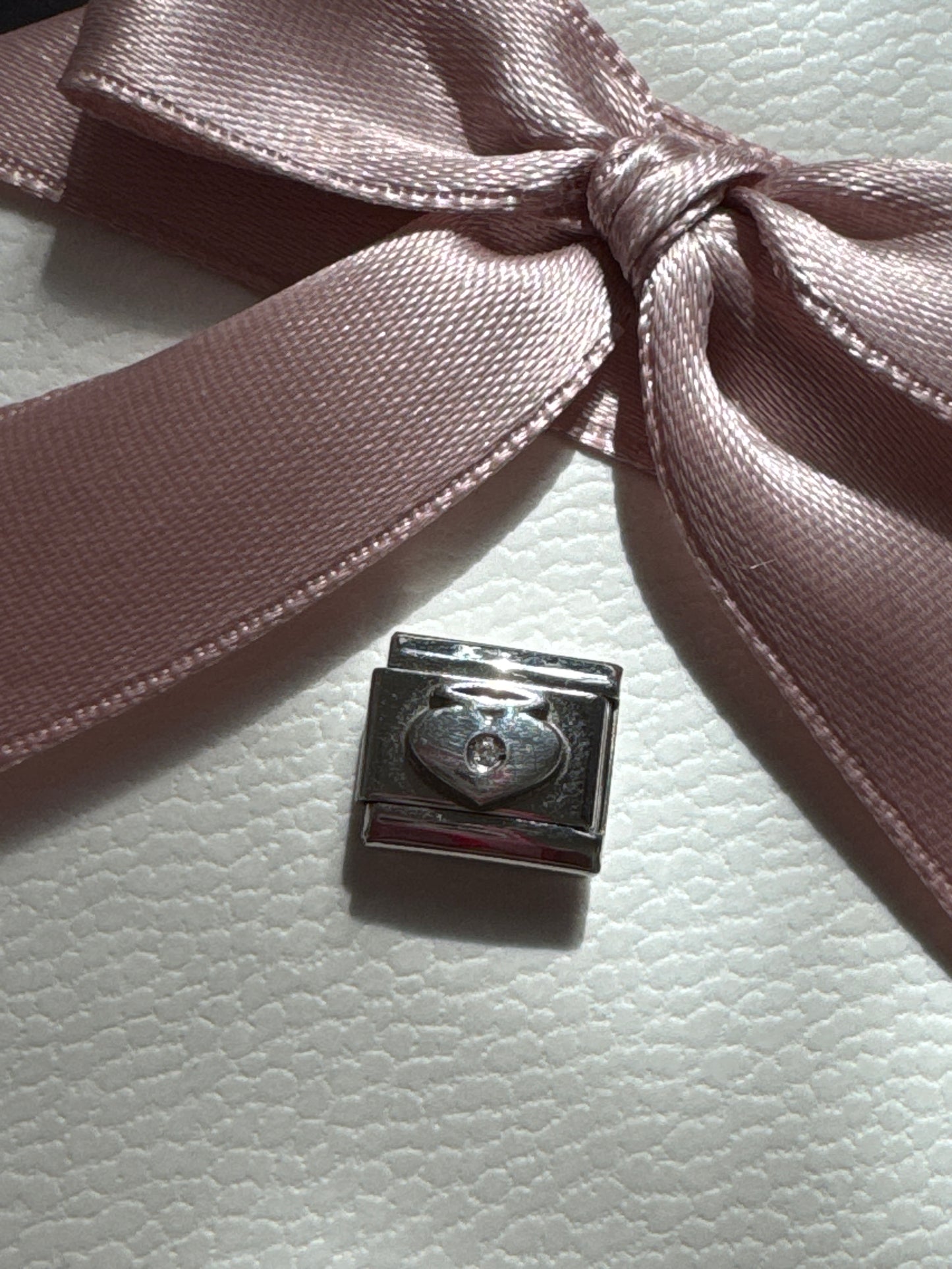 Genuine Nomination Silver Link Charm Cz Angel Heart