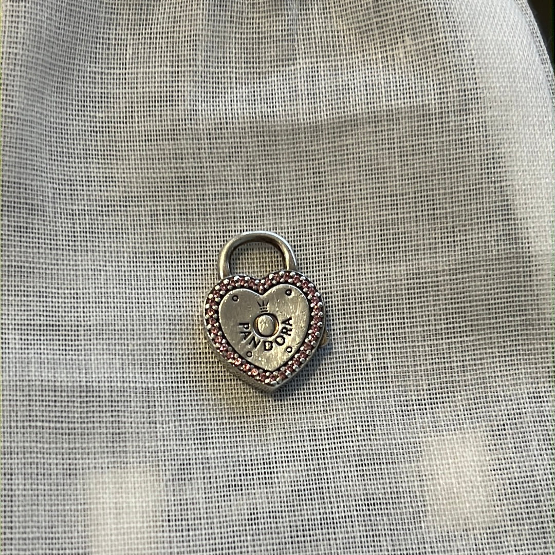 Genuine Pandora Pink Pave Padlock Clasp Spare or Charm