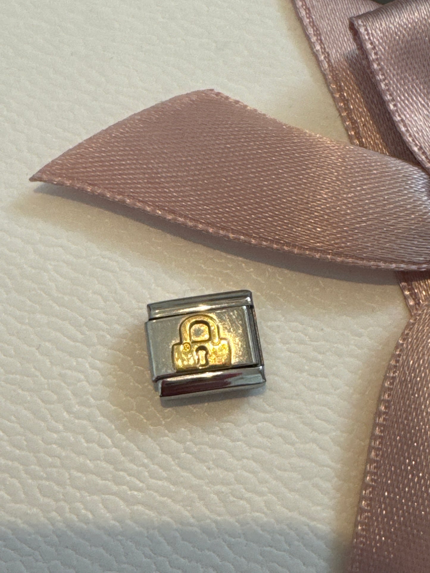 Genuine Nomination Silver Link Charm Rose Gold Padlock