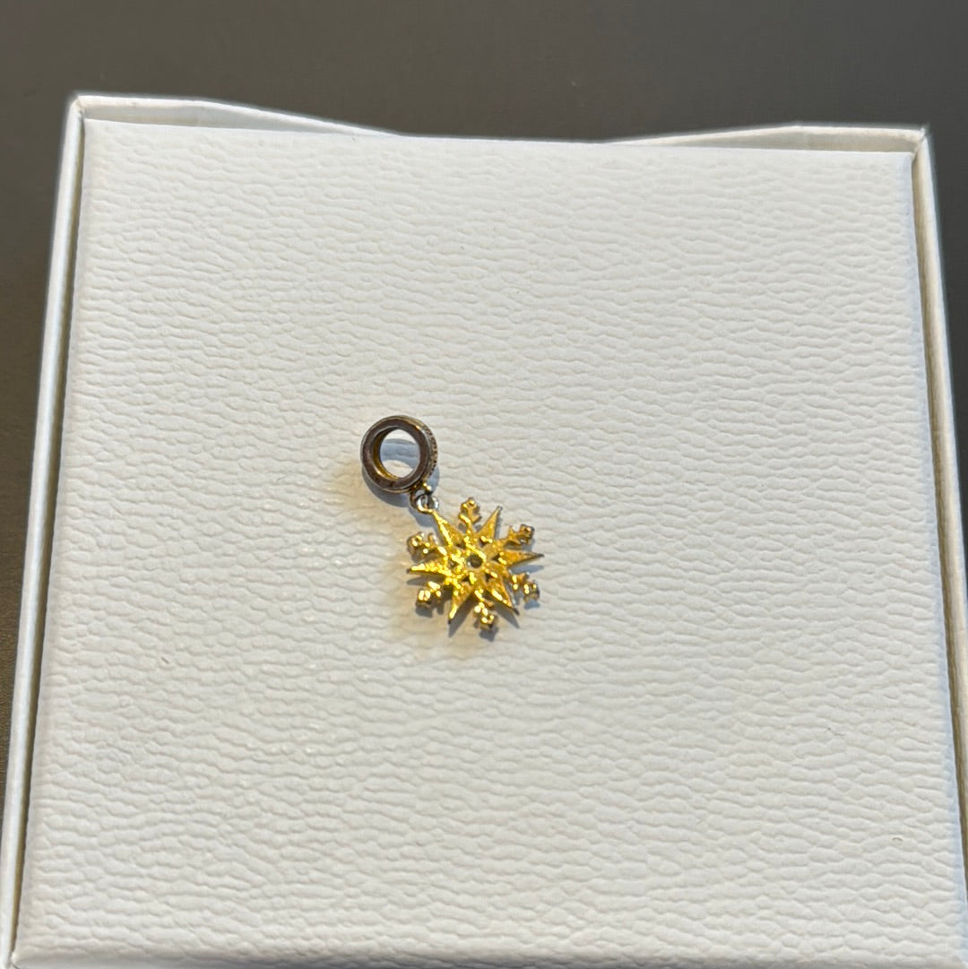 Genuine Gnoce Gold Toned Star Snowflake Dangle Charm