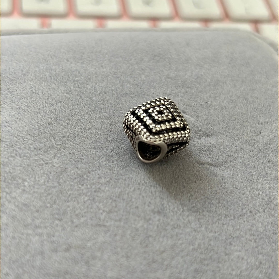 Genuine Pandora Pave Diamond Shaped Geometric Lines Charm