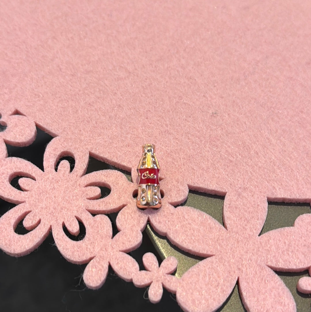 Genuine Gnoce Rose Gold Pave Coca Cola Food Charm