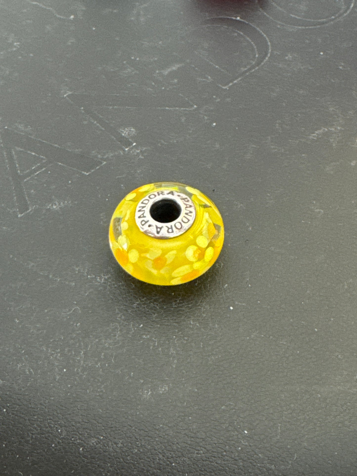 Genuine Pandora Giant XL Murano with Yellow Flowers. Large and Heavy and Retired RARE