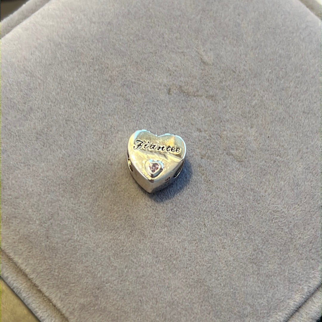 Sterling Silver Fiancee Heart Gift Charm