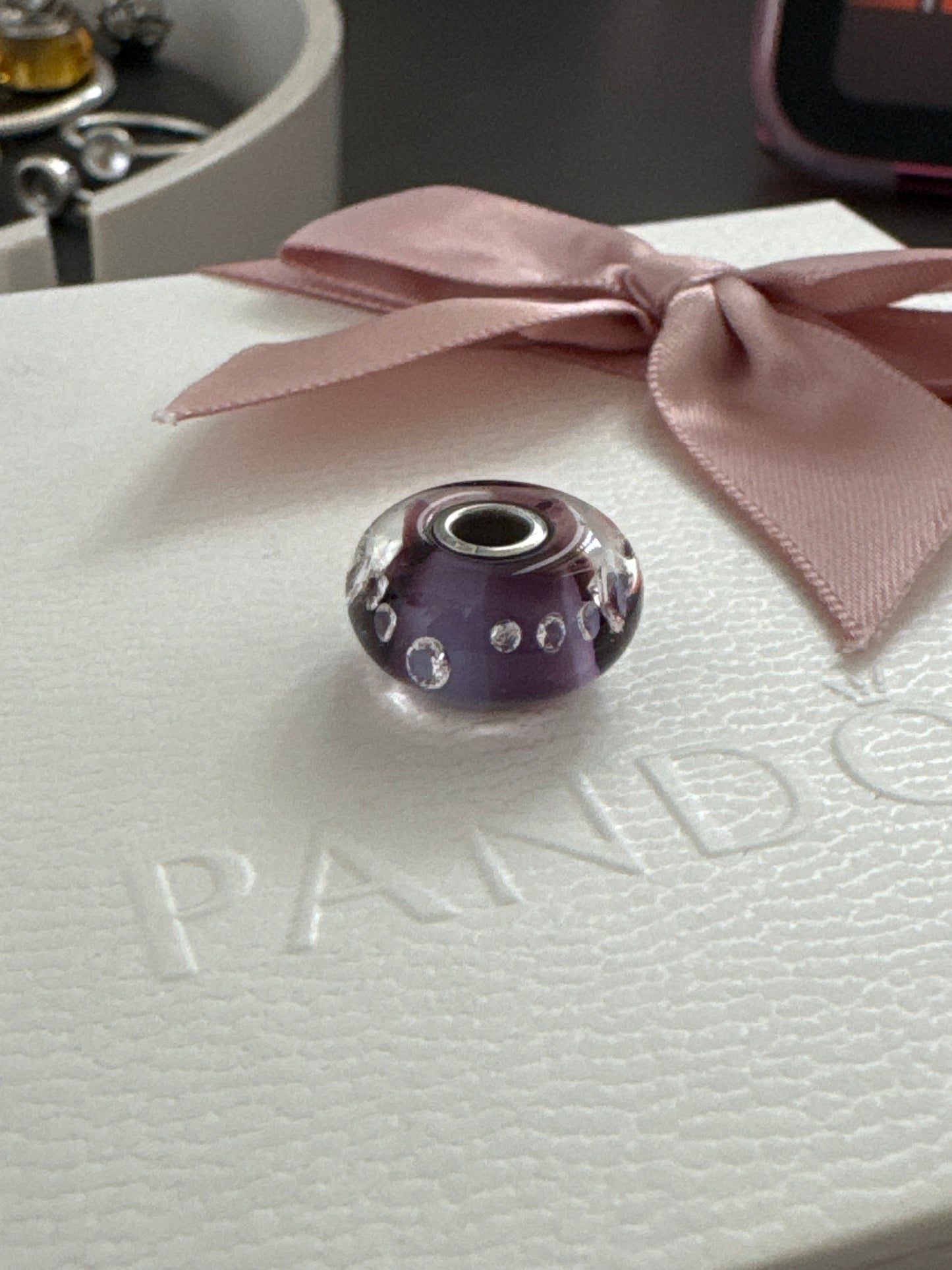 Genuine Trollbeads Purple Twinkle Passion Murano Charm