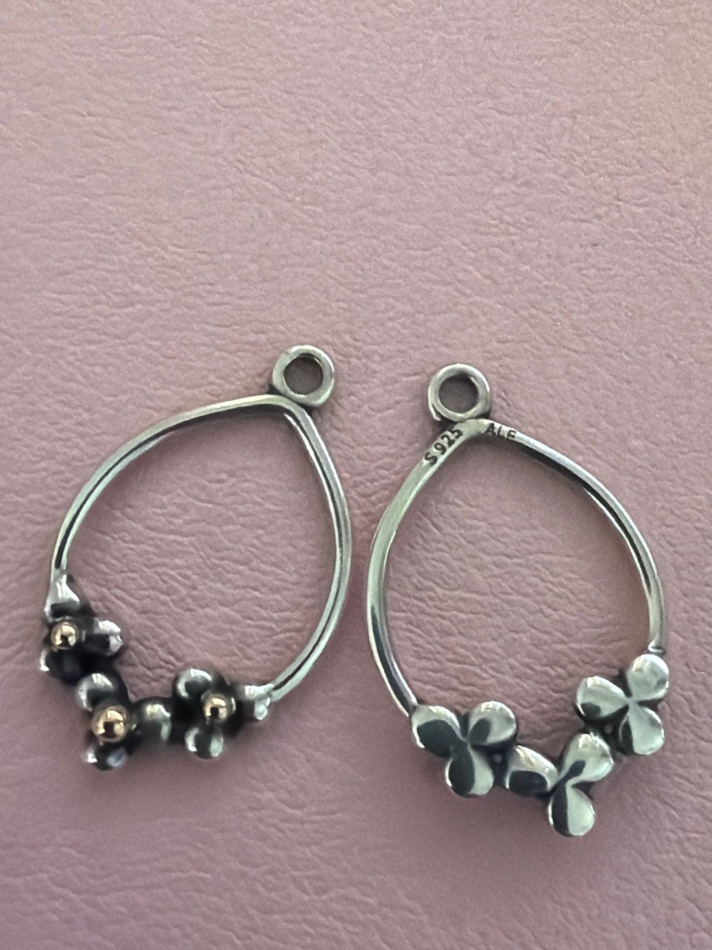 Genuine Pandora Two Tone Rare Flower Daisy Dangle Compose Earring Charm