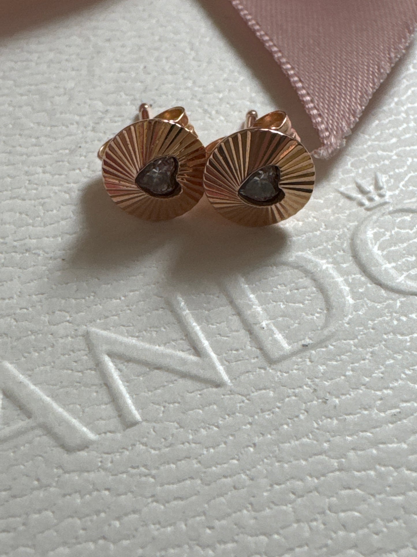 Genuine Pandora Rose Gold CZ Heart Fan of Love Earrings