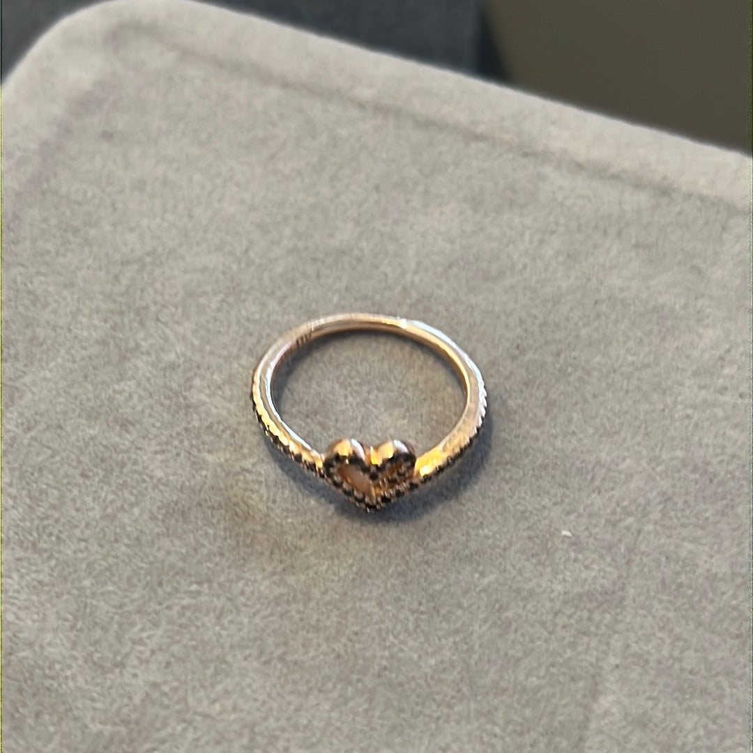 Genuine Pandora Rose Gold Pave Free Hand Heart Openwork Ring 56