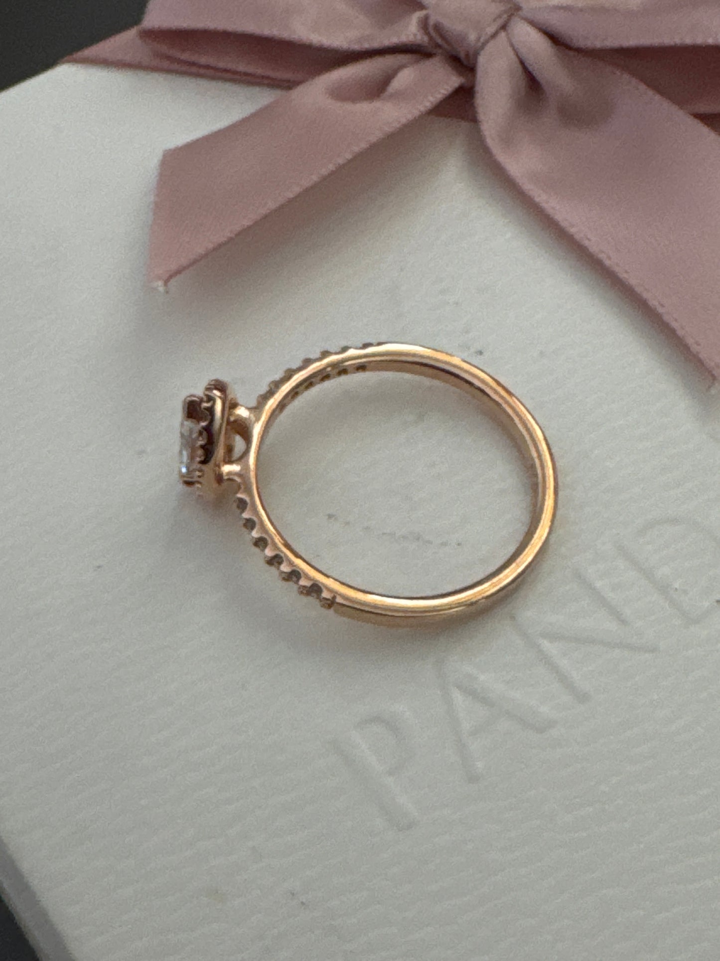 Genuine Pandora Rose Gold Pave Teardrop Stacker Pave Ring 60