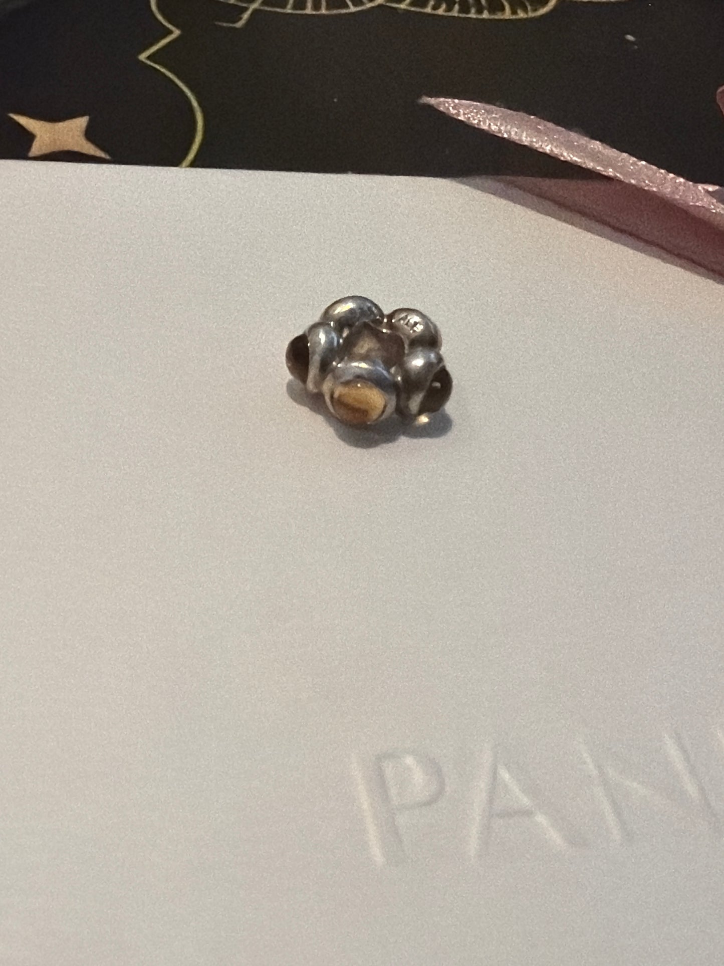 Genuine Pandora Yellow Citrine Cabochon Spacer Charm RARE HTF
