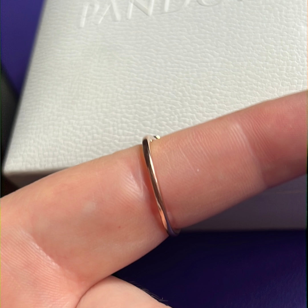 Genuine Pandora Rose Gold Pave Purple Pansy Flower Ring Size 58