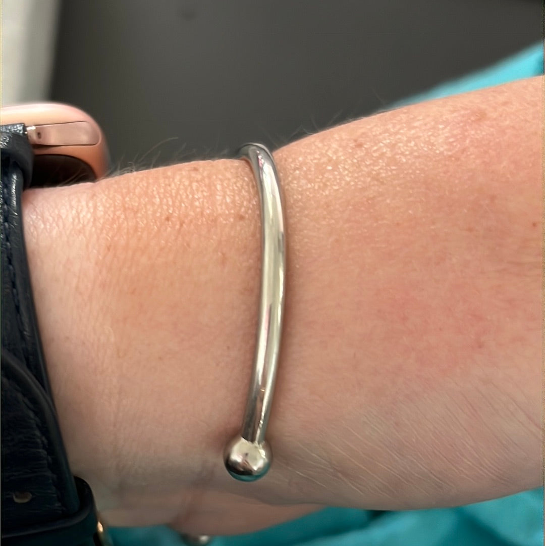 Solid Sterling Silver Engravable Open Torque Bangle Fits 19cm