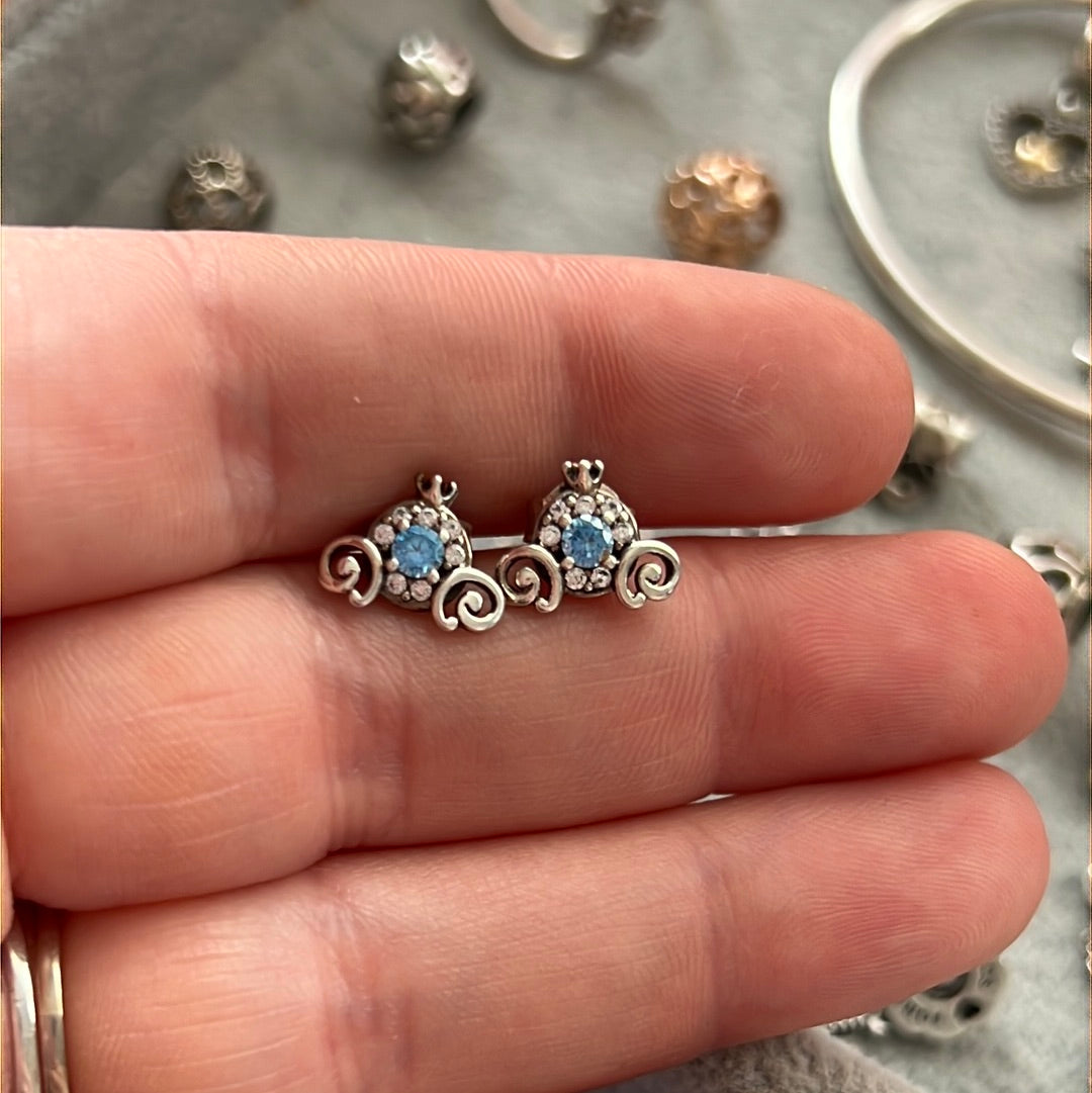 Genuine Pandora Disney Cinderella Pumpkin Coach Earrings