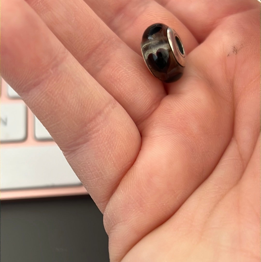Genuine Pandora Black Heart Murano Charm