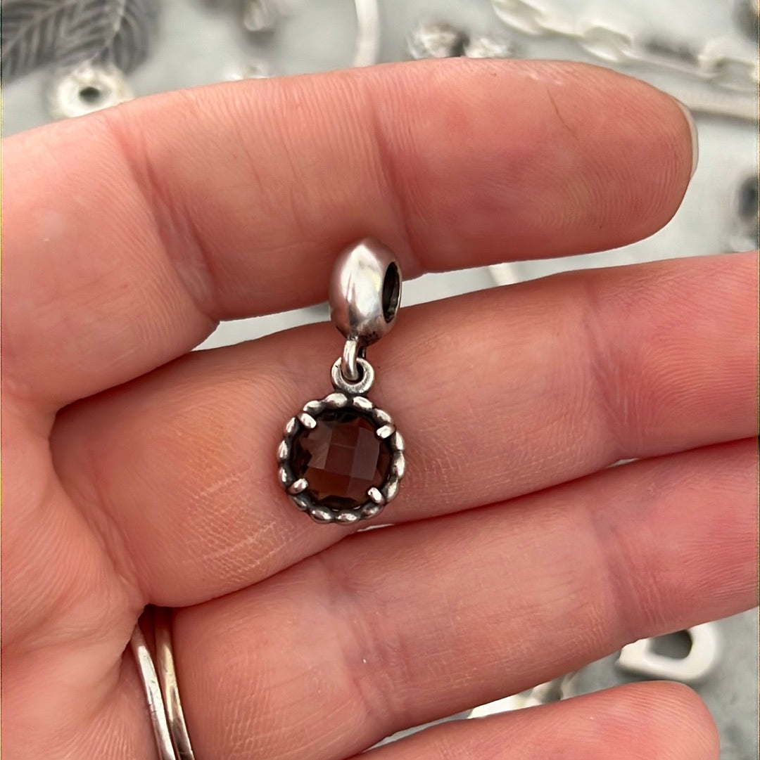 Genuine Pandora Smoky Topaz Quartz Autumn Breeze Charm Dangle