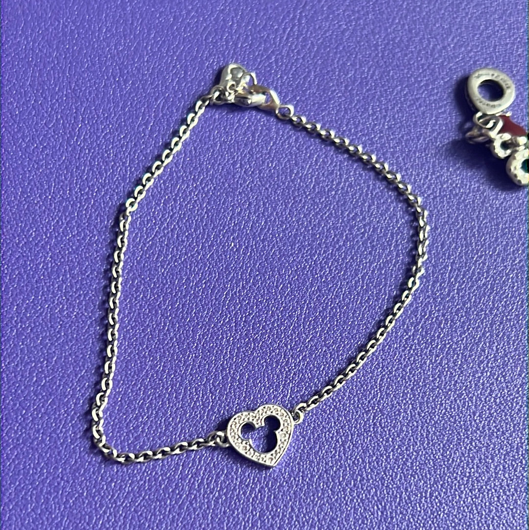 Genuine Pandora Pave Disney Mickey Cut Out Silhouette Bracelet 18cm