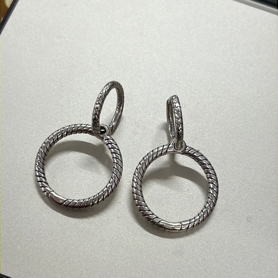Genuine Pandora Double Hoop Silver Earrings