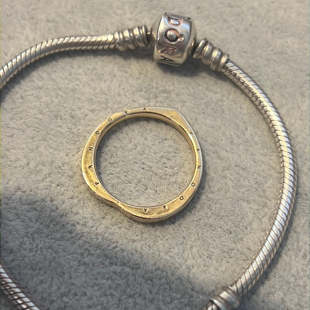 Genuine Pandora Shine Gold Heart Shaped Ring Plain 48