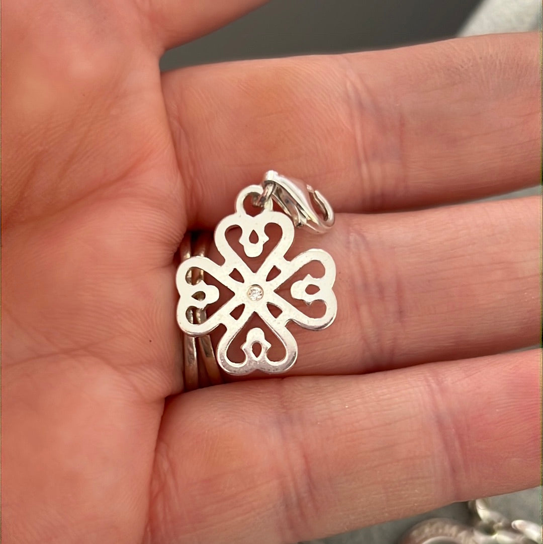 Genuine Thomas Sabo Clover Good Luck CZ Clip Pendant Charm