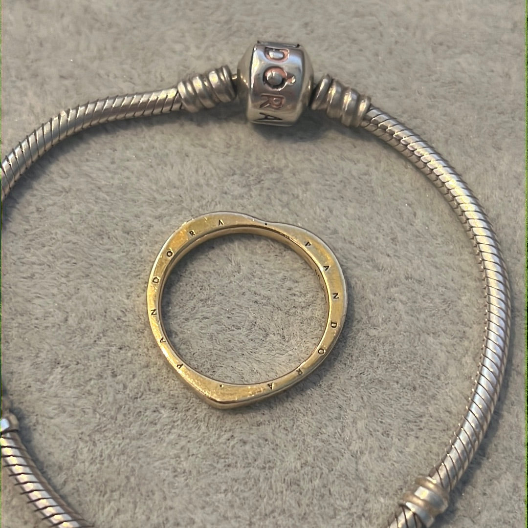 Genuine Pandora Shine Gold Heart Shaped Ring Plain 48
