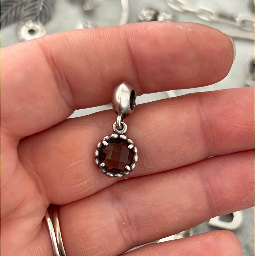 Genuine Pandora Smoky Topaz Quartz Autumn Breeze Charm Dangle