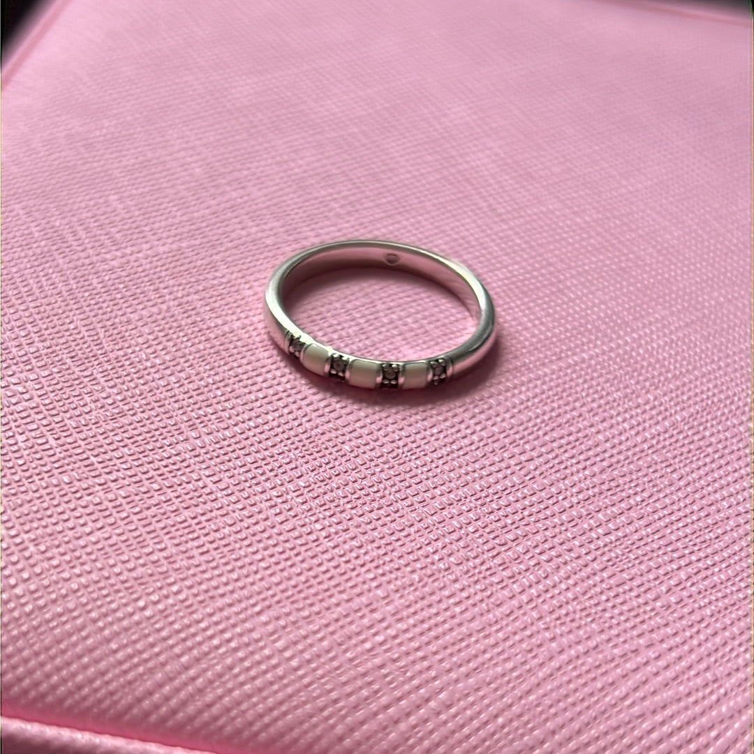 Genuine Pandora Stones and Stripes Enamel Ring Size 52