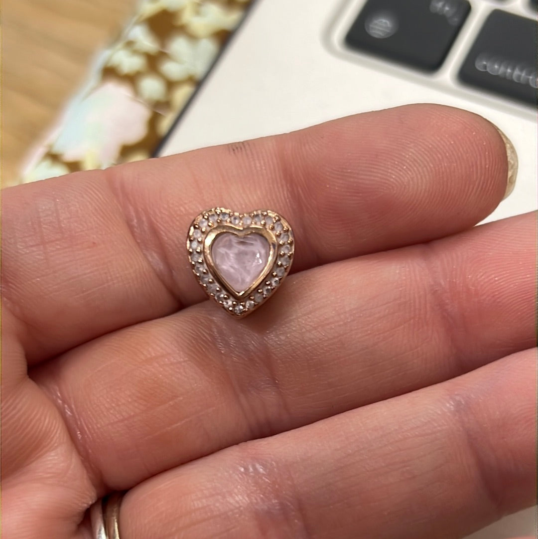 Genuine Pandora Rose Gold Pave Pink Stone Heart