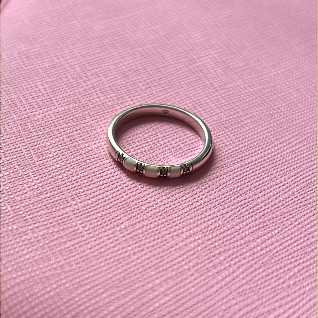 Genuine Pandora Stones and Stripes Enamel Ring Size 52