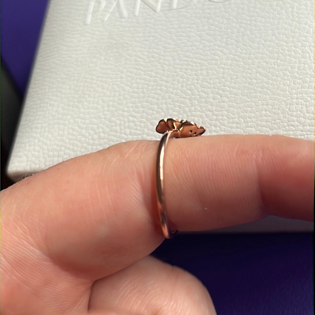 Genuine Pandora Rose Gold Pave Purple Pansy Flower Ring Size 58