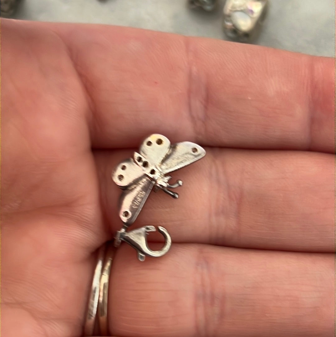 Genuine Thomas Sabo Sterling Silver Cream Gold Enamel Butterfly Dangle Clip Charm