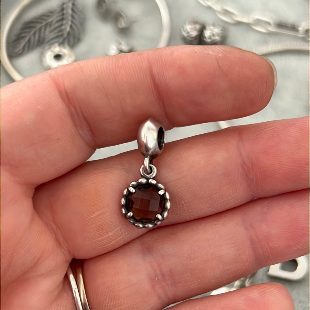 Genuine Pandora Smoky Topaz Quartz Autumn Breeze Charm Dangle