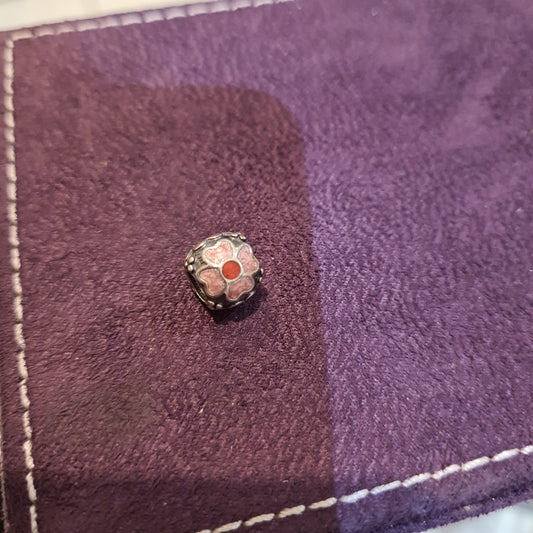 Genuine Pandora Enamel Flower Pink and Red