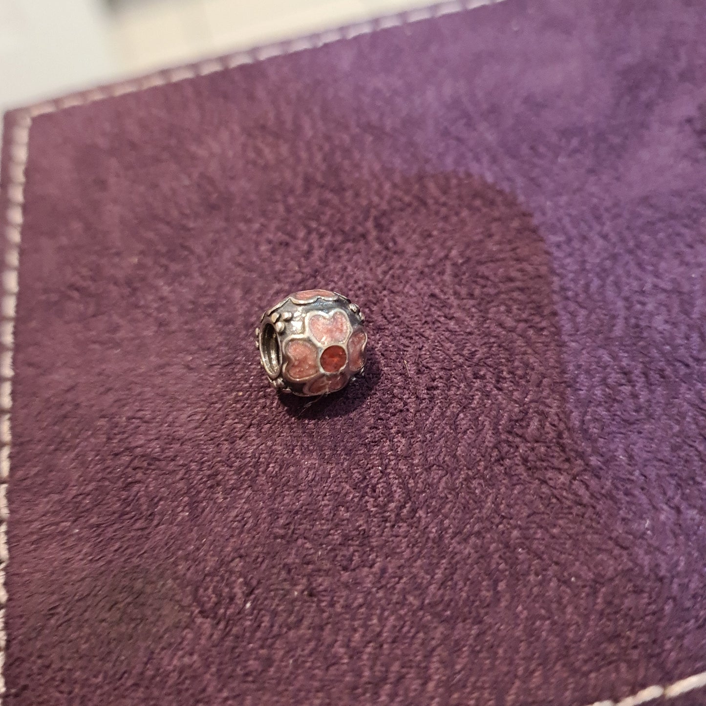 Genuine Pandora Enamel Flower Pink and Red